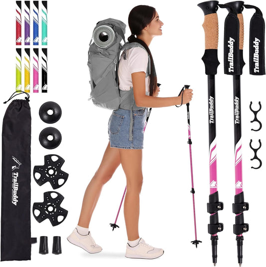 Bastones de Senderismo TrailBuddy | Ligeros y Plegables de Aluminio 7075