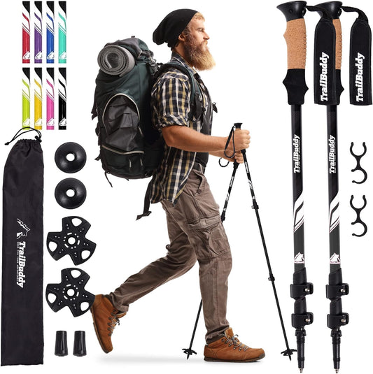 Bastones de Senderismo TrailBuddy | Ligeros y Plegables de Aluminio 7075