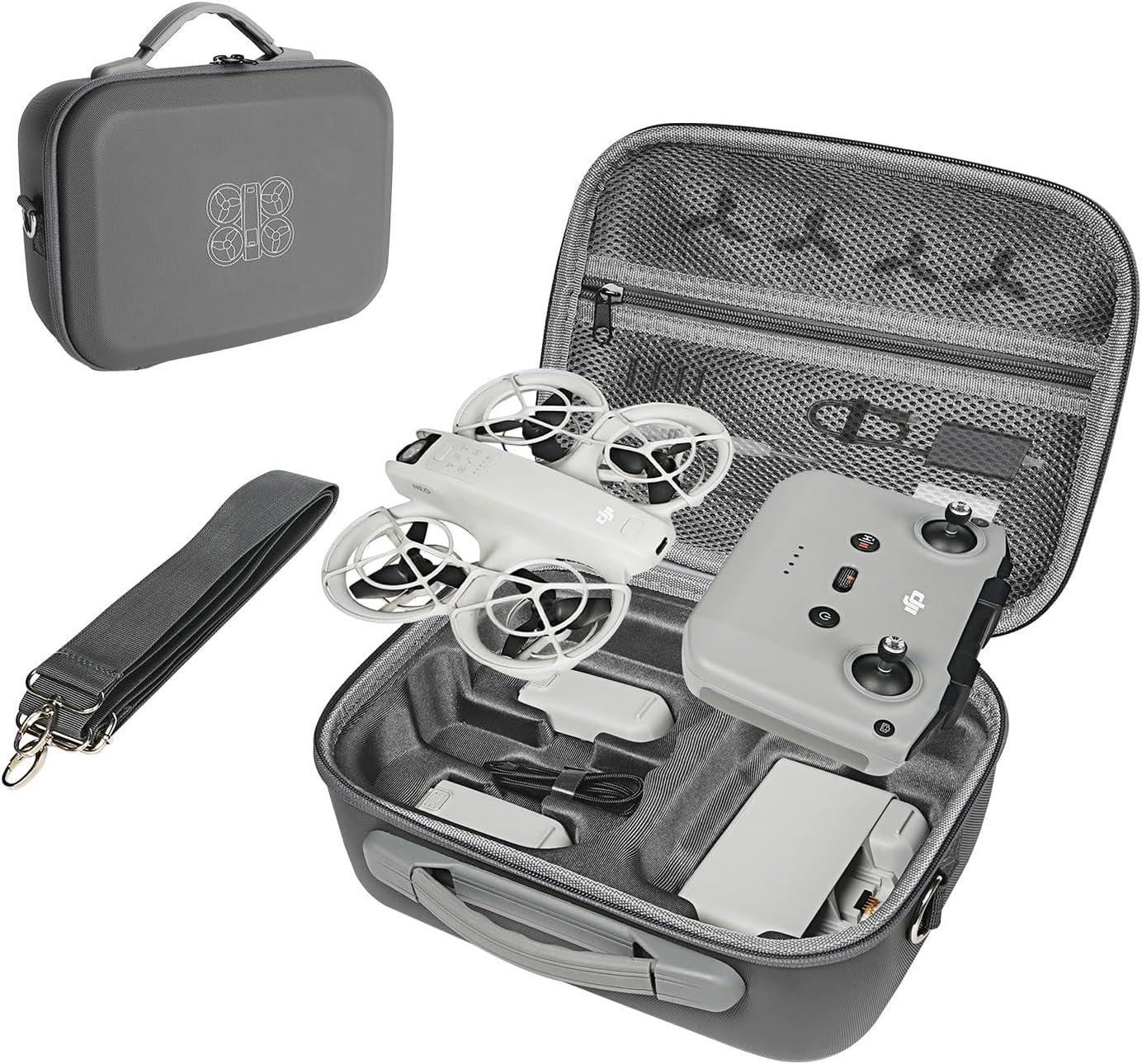 Carrying Case for DJI Neo Fly More Combo, Portable PU Leather Shoulder Bag, Waterproof Storage Bag with Adjustable Strap for DJI Neo Drone, RC-N3/N2 Remote Controller, Battery, Charging Hub