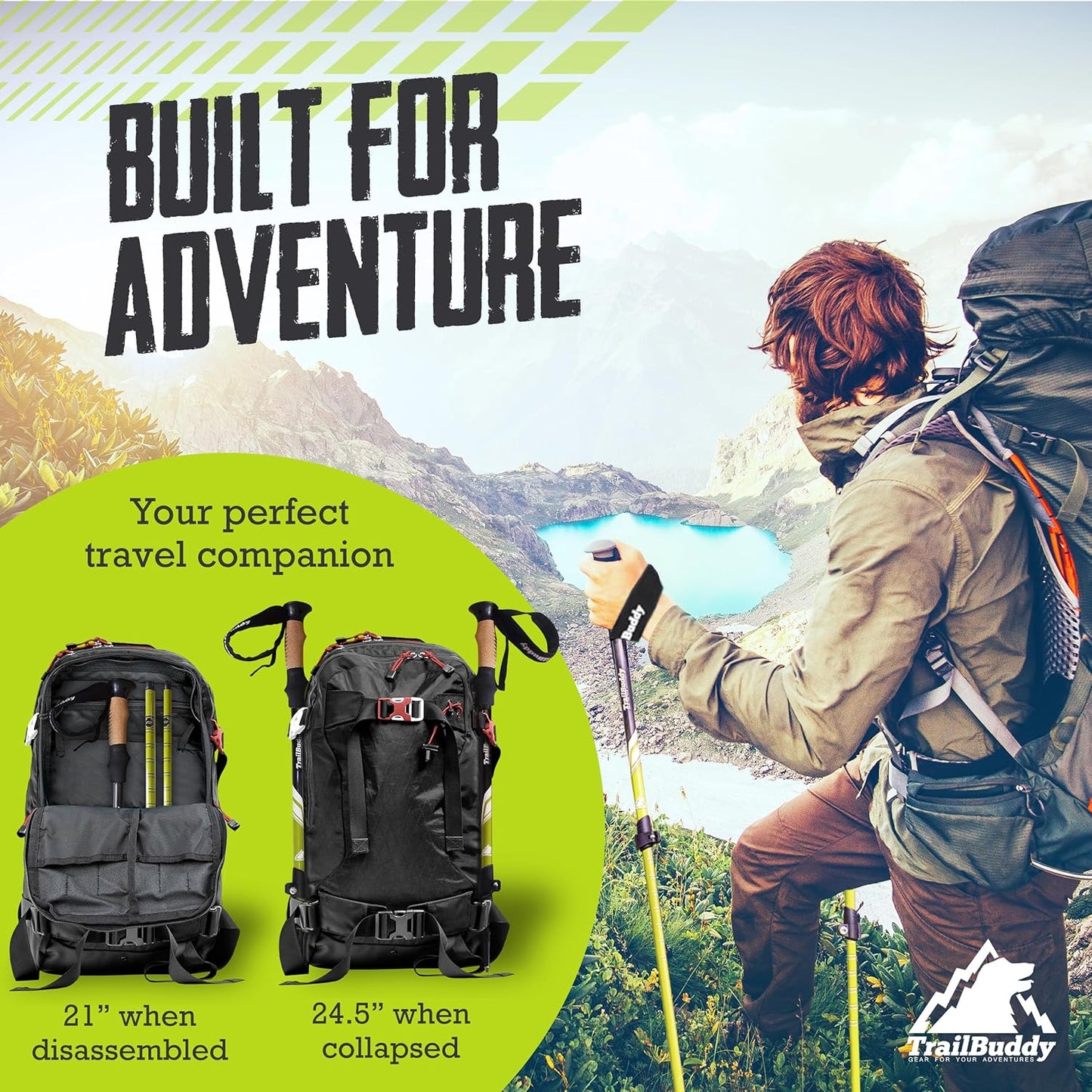 Bastones de Senderismo TrailBuddy | Ligeros y Plegables de Aluminio 7075