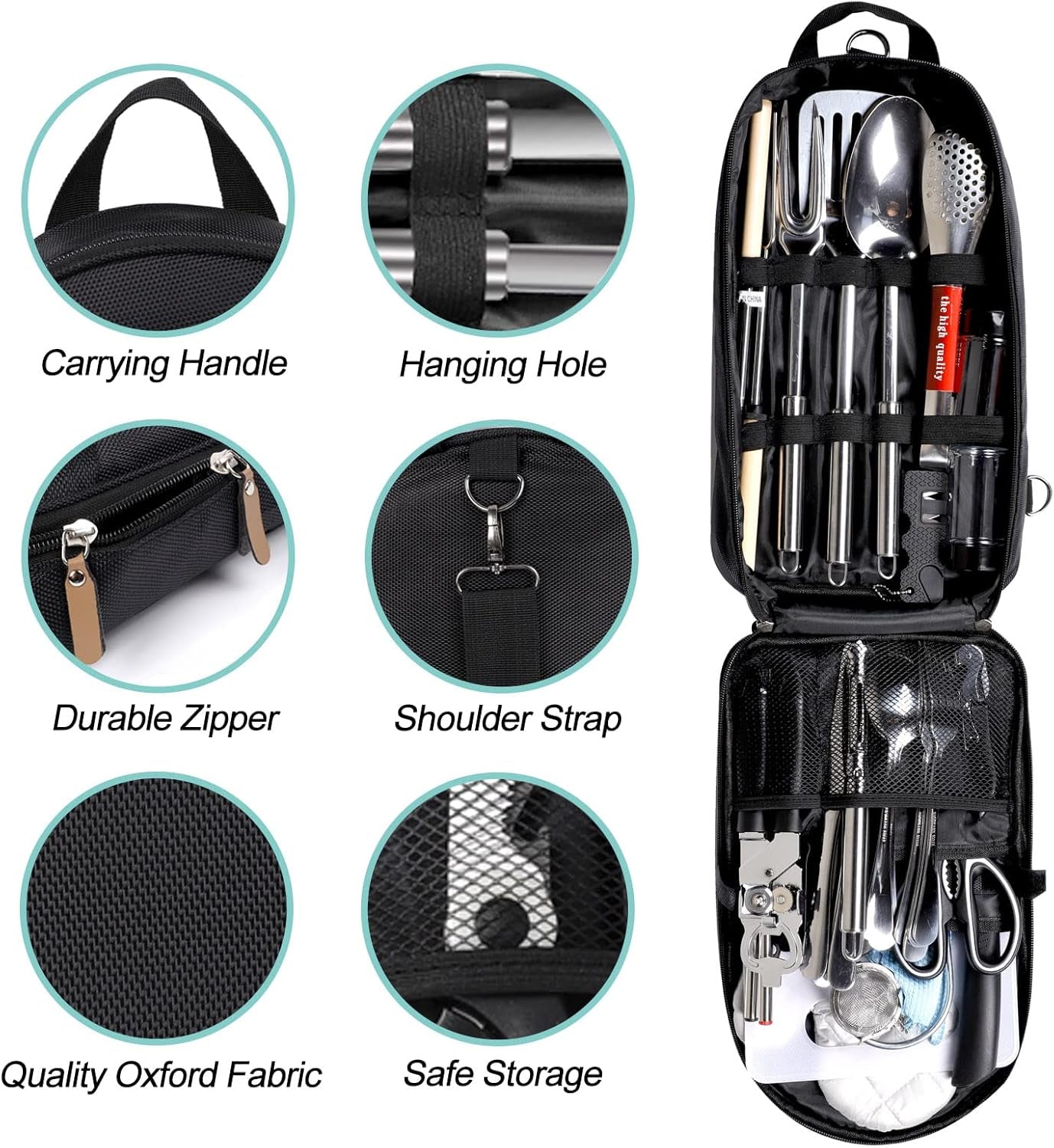 Set de Utensilios de Cocina para Campamento Prettyfine | 35 Piezas en Acero Inoxidable