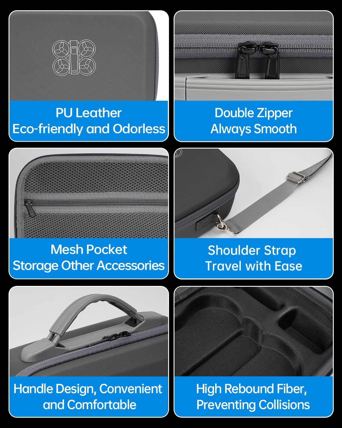 Carrying Case for DJI Neo Fly More Combo, Portable PU Leather Shoulder Bag, Waterproof Storage Bag with Adjustable Strap for DJI Neo Drone, RC-N3/N2 Remote Controller, Battery, Charging Hub