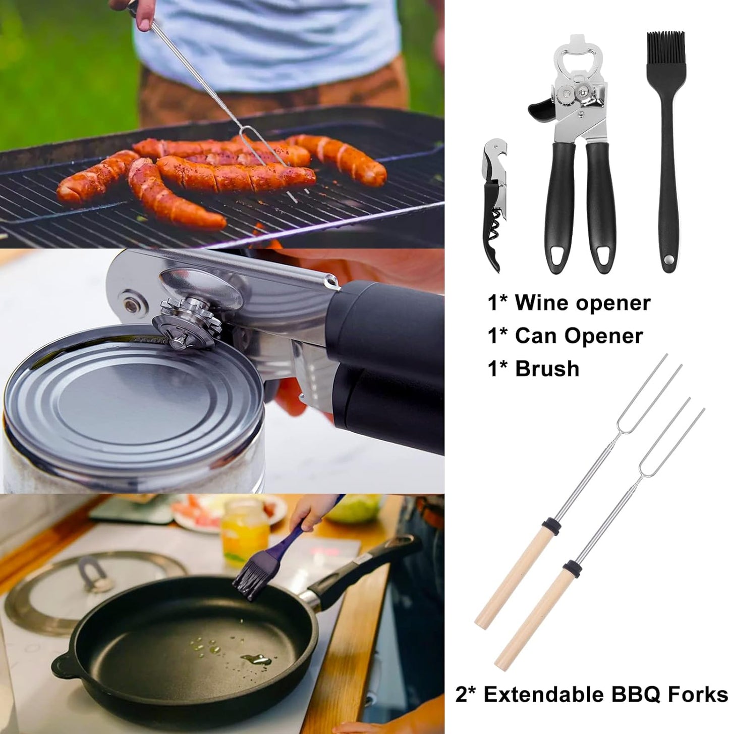 Set de Utensilios de Cocina para Campamento Prettyfine | 35 Piezas en Acero Inoxidable
