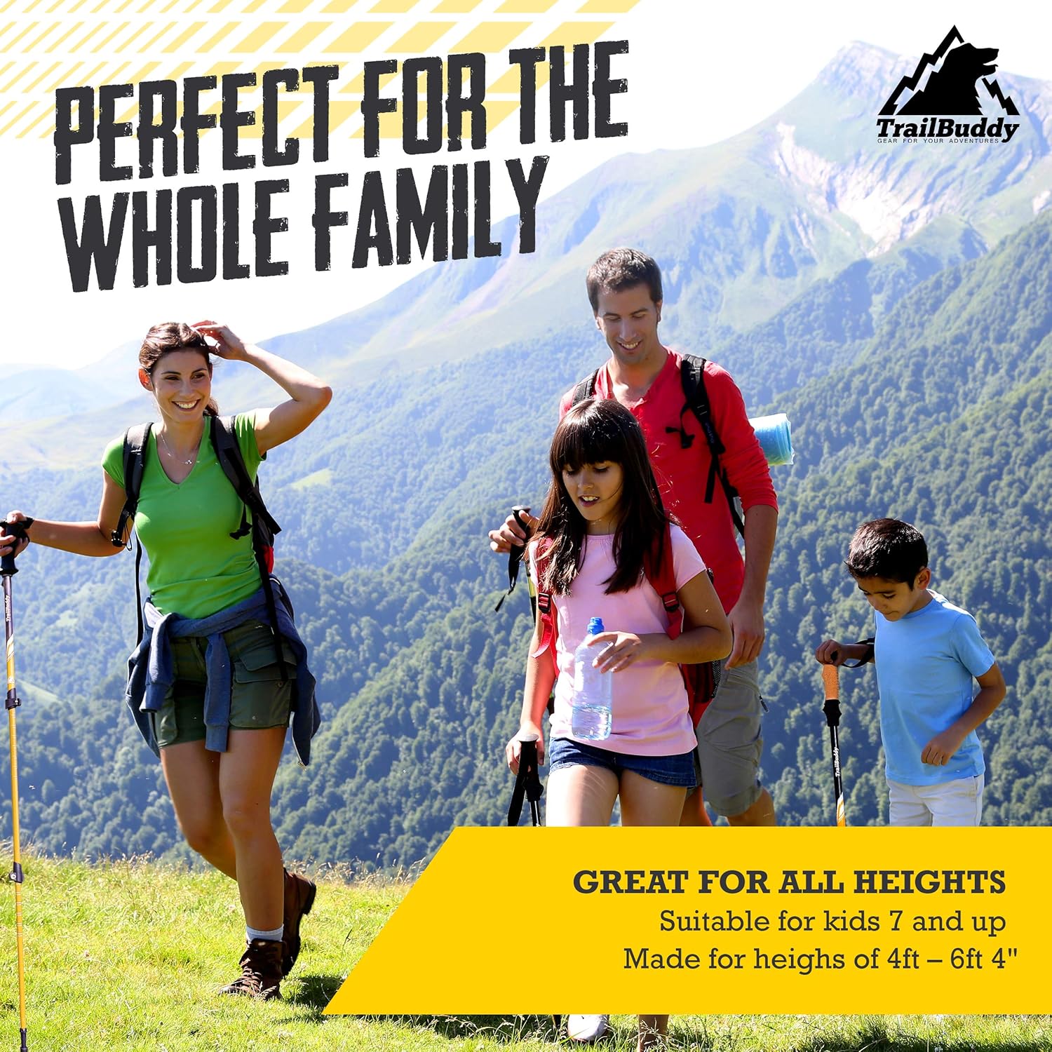 Bastones de Senderismo TrailBuddy | Ligeros y Plegables de Aluminio 7075