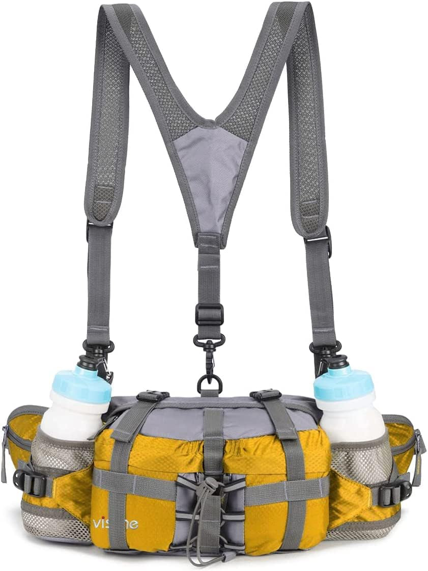 Outdoor Fanny Pack Hiking Fishing Waist Bag 2 Water Bottle Holder Lumbar Pack